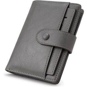 Small RFID Blocking Vegan Leather Wallet Grey